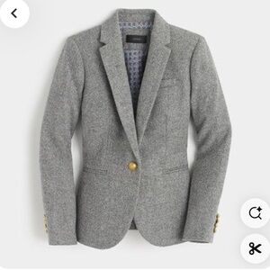 J crew grey wool, blazer, style, Campbell size 0 pristine condition.